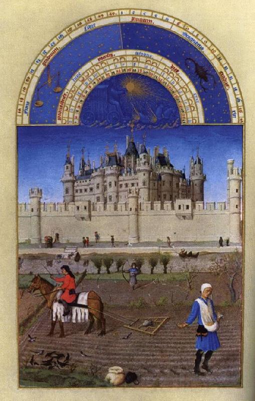 LIMBOURG brothers Les trs riches heures du Duc de Berry: Octobre (October) Germany oil painting art